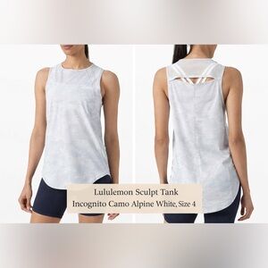 Lululemon Sculpt Tank Incognito Camo Alpine White Size 4 Running Workout Top